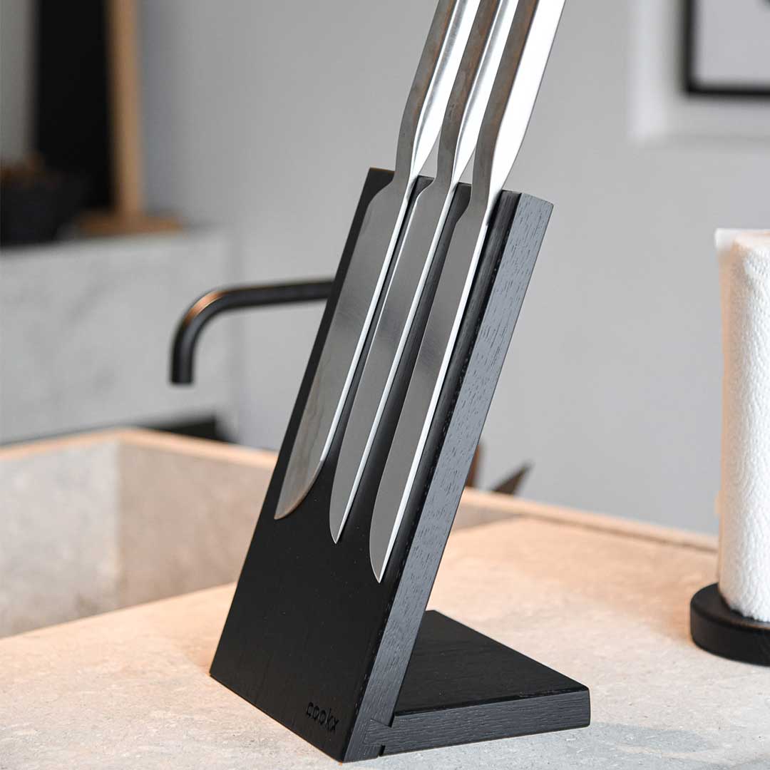 Messerblock magnetisch Eiche schwarz