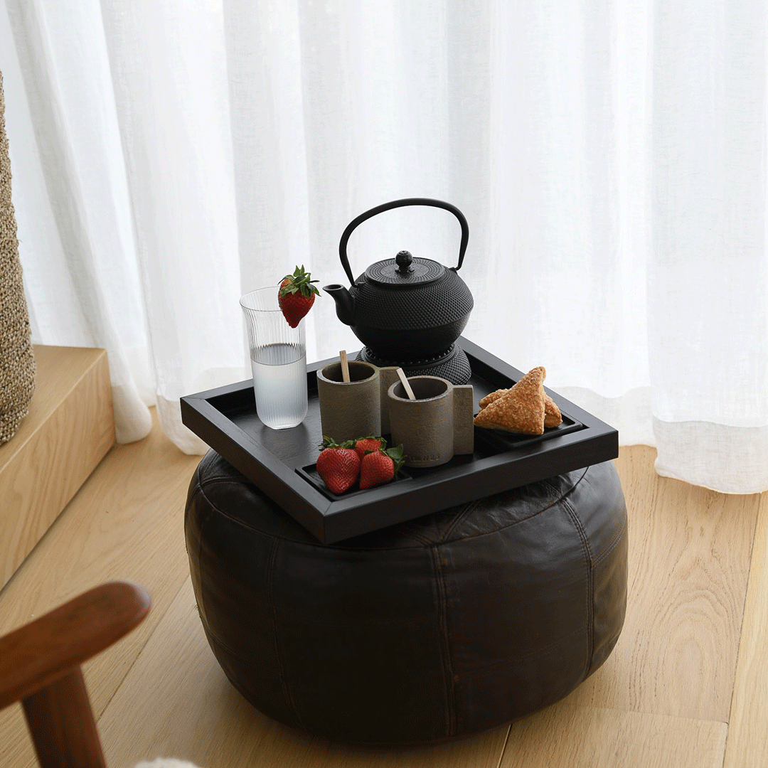 Serviertablett Holz schwarz 40 x 40cm